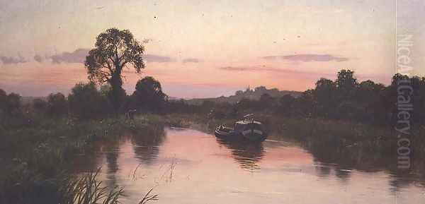 The Silent Highway, River Kennet, Woolhampton, Berkshire, 1911 Oil Painting by Edward Wilkins Waite