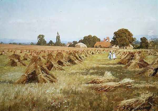 Cornfields at Fittleworth Oil Painting by Edward Wilkins Waite