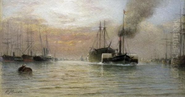 The Lower Pool Thames Oil Painting by Richard Julius Biddle