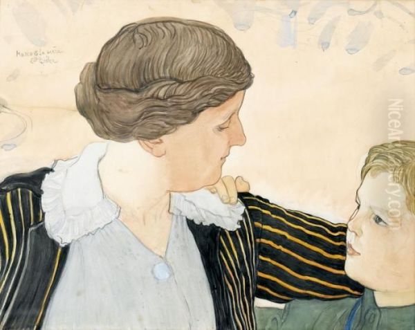 Marco Et Sa Mere Oil Painting by Ernest Bieler