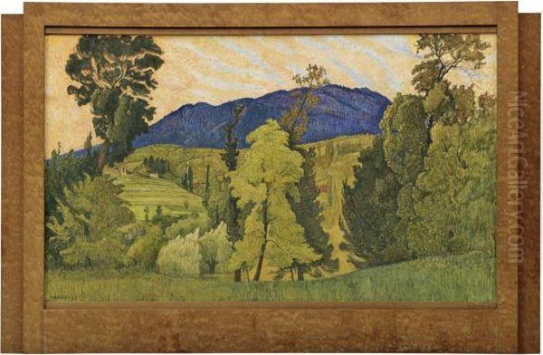 Paysage Valaisan Oil Painting by Ernest Bieler