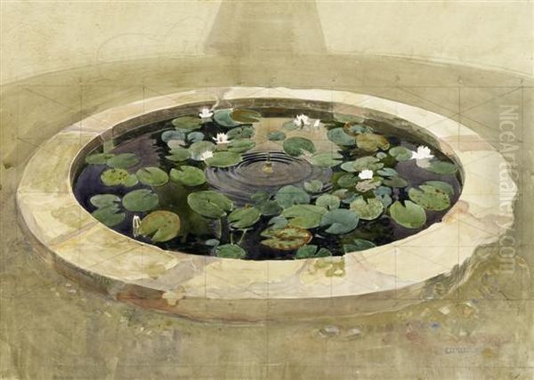 Pond Of Water Lilies Oil Painting by Ernest Bieler