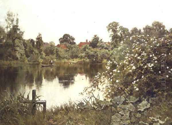 The Time of Wild Roses, Paddington Mill Pond, Surrey, 1900 Oil Painting by Edward Wilkins Waite