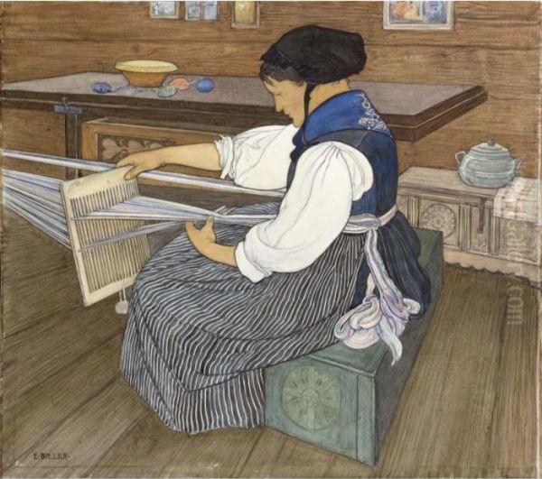 La Tisserande Oil Painting by Ernest Bieler