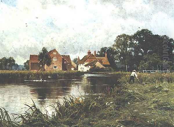 Padworth Mill on the River Kennet Oil Painting by Edward Wilkins Waite