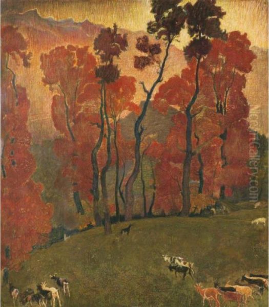 Paysage De Zambotte, Saviese ```` Oil Painting by Ernest Bieler