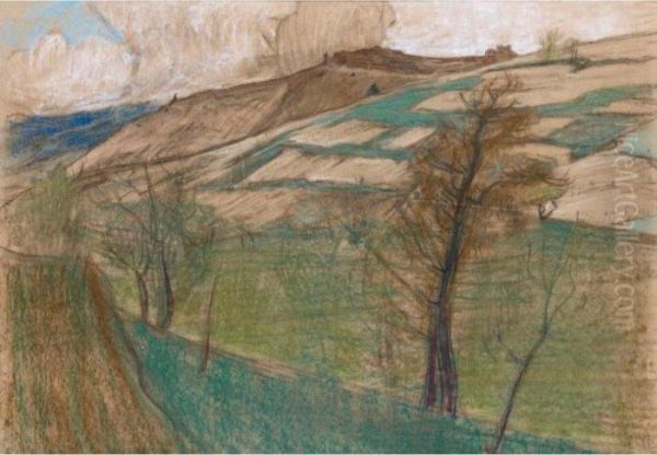 Paysage De Saviese (le Chteau De La Soie) Oil Painting by Ernest Bieler