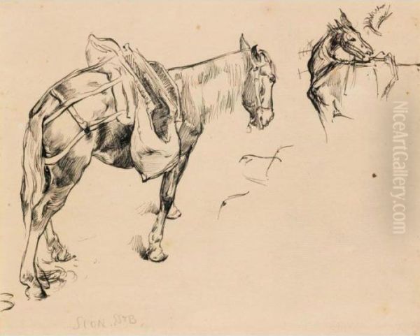 Etude De Chevaux by Ernest Bieler