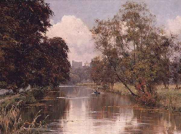 Guildford Castle from the River at St. Catherines Oil Painting by Edward Wilkins Waite