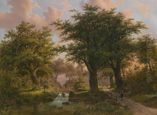 Romantic Woodland Landscape Oil Painting by Anthony Biester