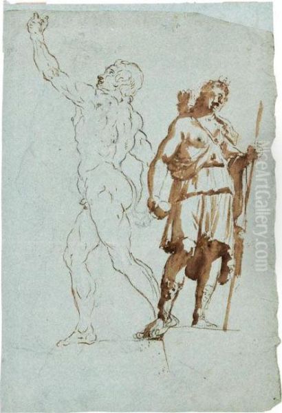 Studio Di Nudo Virile E Di Arciere Oil Painting by Vittorio Maria Bigari