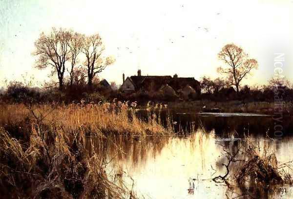 At Eventide, Paddington Farm, Abinger Hammer, Surrey, 1896 Oil Painting by Edward Wilkins Waite