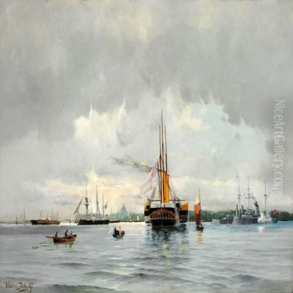 The Danish And The English Royal Yachts Oil Painting by Vilhelm Bille