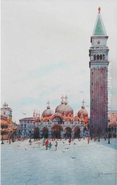 Views Of St. Marks Basiclica, Venice Oil Painting by H. Biondetti