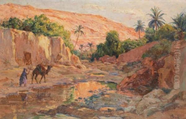 Bord De L'eau A Bou Saada Oil Painting by Alphonse Birck