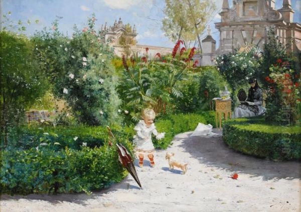 Tradgarden Invid Alcazar Oil Painting by Hugo Birger