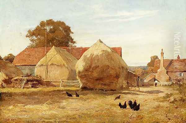 In the Stackyard, 1889 Oil Painting by Edward Wilkins Waite