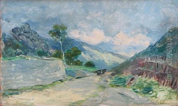 Paesaggio In Collina Oil Painting by Cesare Biscarra