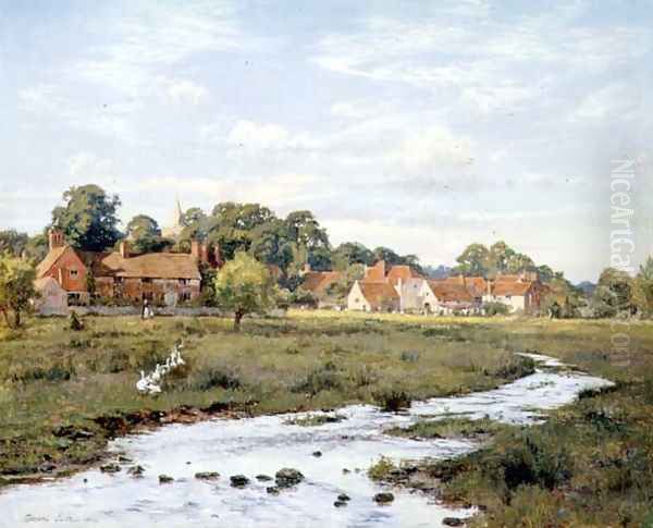 Summer Evening - Abinger Hammer, Surrey, 1894 Oil Painting by Edward Wilkins Waite