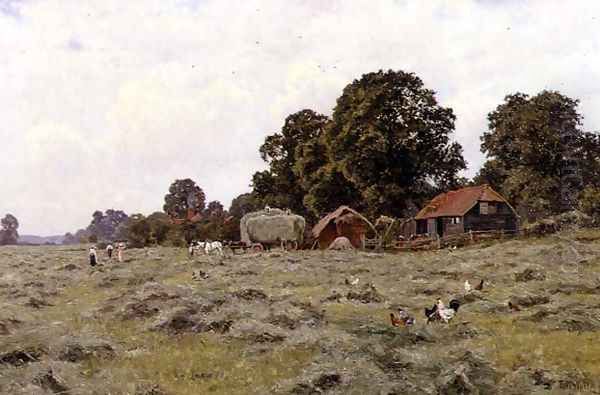 Haymaking in Fittleworth, Sussex Oil Painting by Edward Wilkins Waite