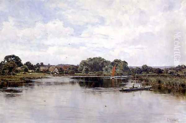 The Stour at Christchurch, Hampshire, 1908 Oil Painting by Edward Wilkins Waite