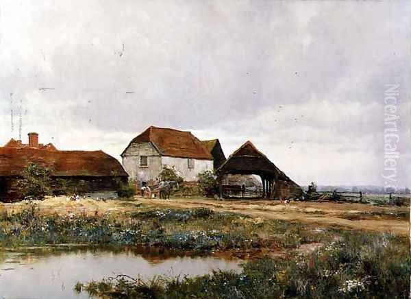 The White Granary, a view of Pondtail Farm, Brockham, Surrey, 1907 Oil Painting by Edward Wilkins Waite