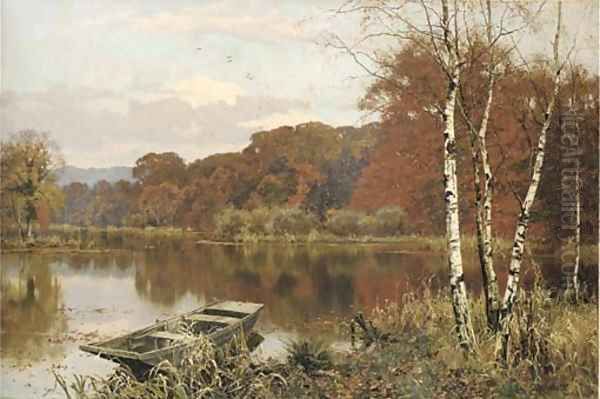 Now autumn's fire burns Oil Painting by Edward Wilkins Waite