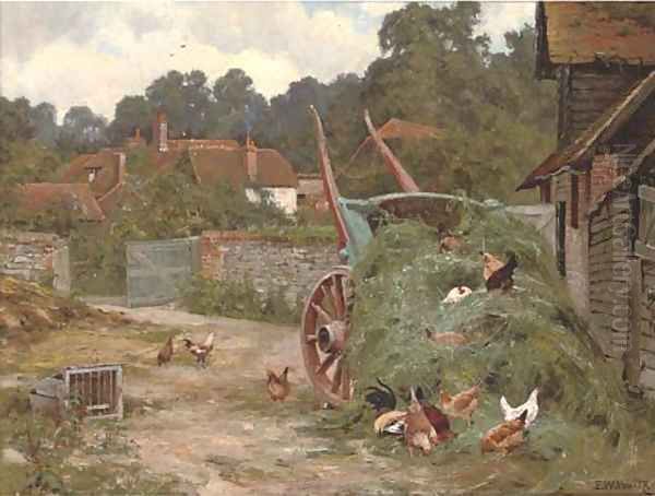 The farmyard Oil Painting by Edward Wilkins Waite