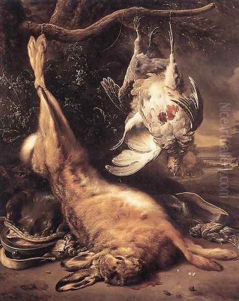 Dead Hare and Partridges c. 1690 Oil Painting by Jan Weenix