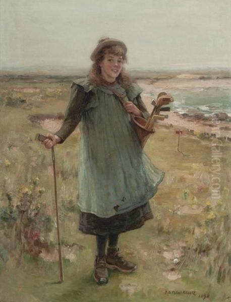 The Young Golfer Oil Painting by Thomas Bromley Blacklock