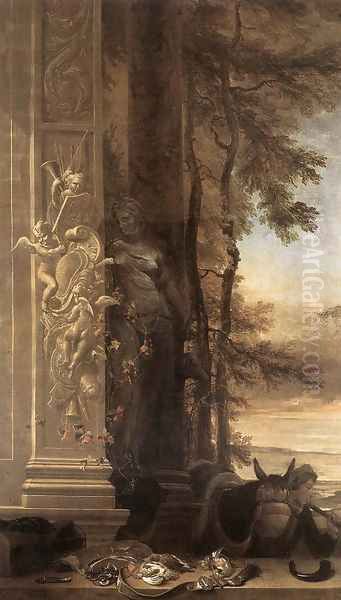 Game Still-Life with Statue of Diana 1703-16 Oil Painting by Jan Weenix