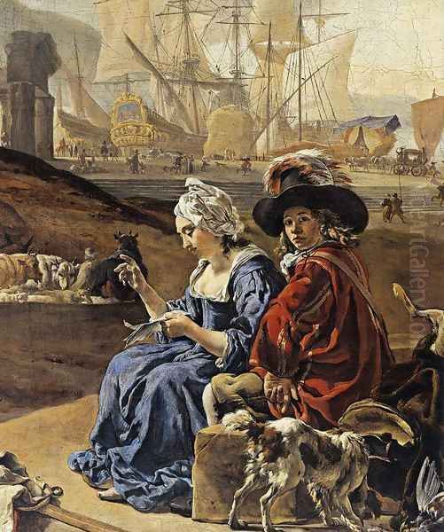 An Italian Seaport (detail) 1666 Oil Painting by Jan Weenix