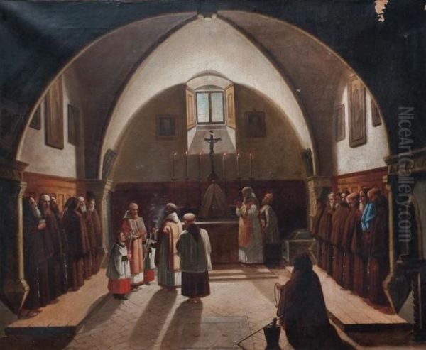 Ceremonia En La Capilla De Un Convento Oil Painting by Juan Manuel Blanes