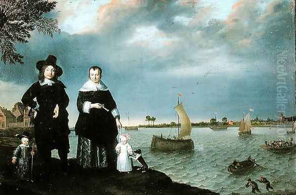 A Shipowner and his Family, 1650 Oil Painting by Abraham Willaerts