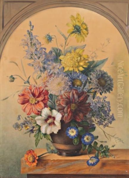 Bouquet De Fleurs Oil Painting by Arnoldus Bloemers