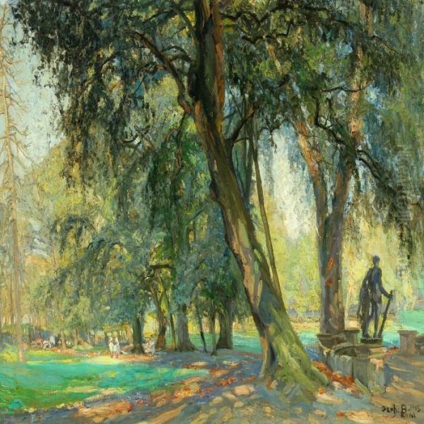 The Belvedere Park In Rome Oil Painting by Gerhard Lichtenberg Blom