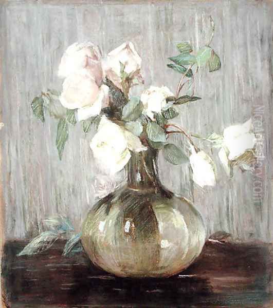 A Vase of Roses, c.1880s Oil Painting by Julian Alden Weir