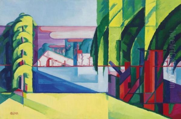 Perth Amboy West (tottenville) Oil Painting by Oscar Bluemner