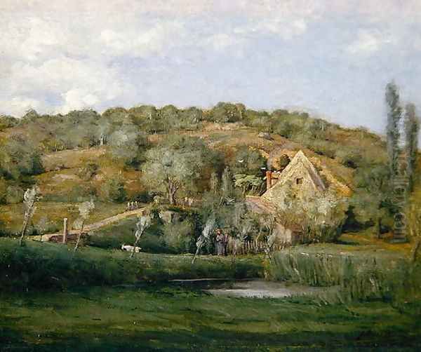 A French Homestead Oil Painting by Julian Alden Weir