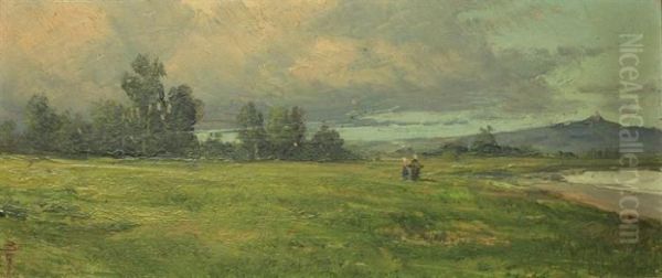 Veduta Di Superga Da Sassi Con Figure Oil Painting by Giacinto Bo