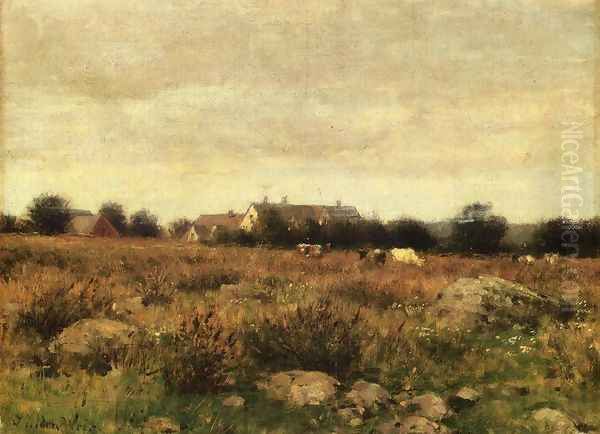 Houses In Pasture Oil Painting by Julian Alden Weir