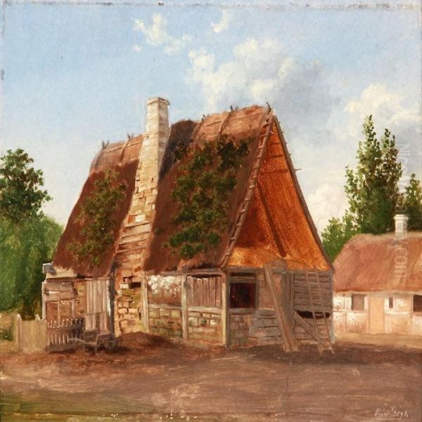 Summer Day At A Dilapidated And Picturesque Farmerhouse Oil Painting by Carl Henrik Bogh