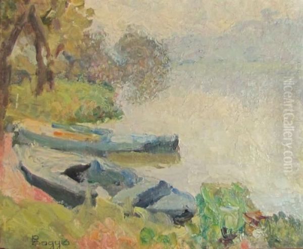 Petits Bateaux Au Bord De L'oise Oil Painting by Emilio Boggio