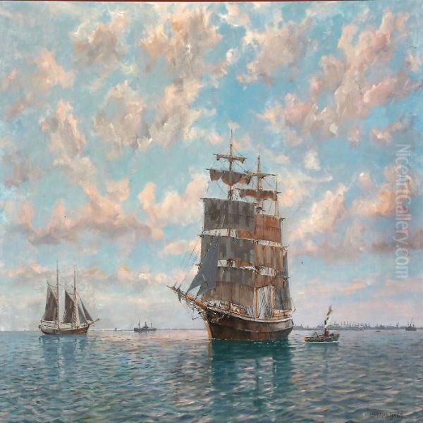 Seascape With Different Sailing Ships And Boats by Christian Bogo