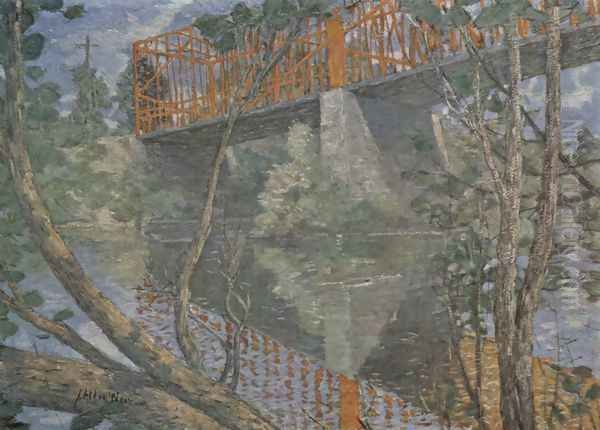 The Red Bridge, ca. 1895, Oil Painting by Julian Alden Weir