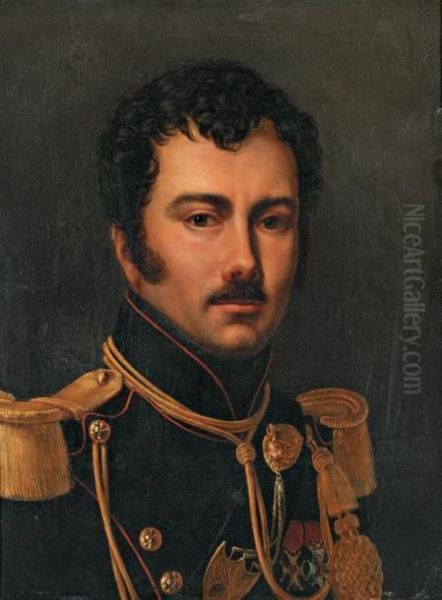 Portrait D'un Officier 
D'artillerie Portant L'ordre De Saint Louis Et La Legion D'honneur Oil Painting by Louis Leopold Boilly