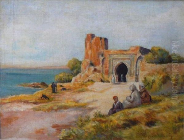 Paysage Orientaliste En Bord De Mer Oil Painting by Emile Boivin