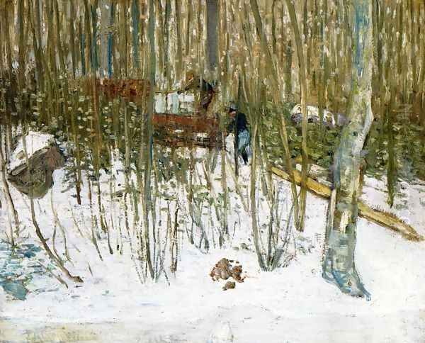 Loading Ice Oil Painting by Julian Alden Weir