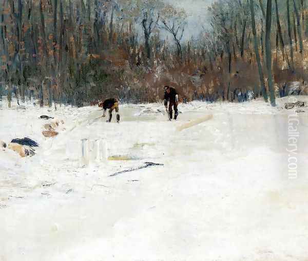 The Ice Cutters Oil Painting by Julian Alden Weir