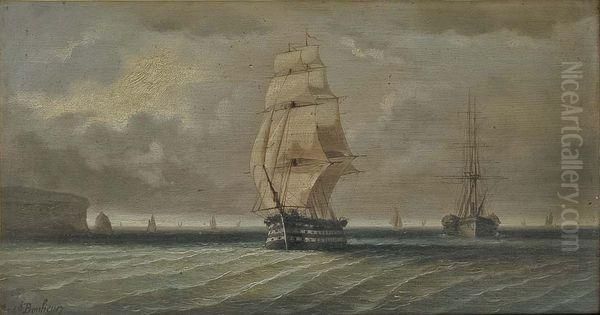 Navires Aux Abords Des Falaises Oil Painting by Ferdinand Bonheur